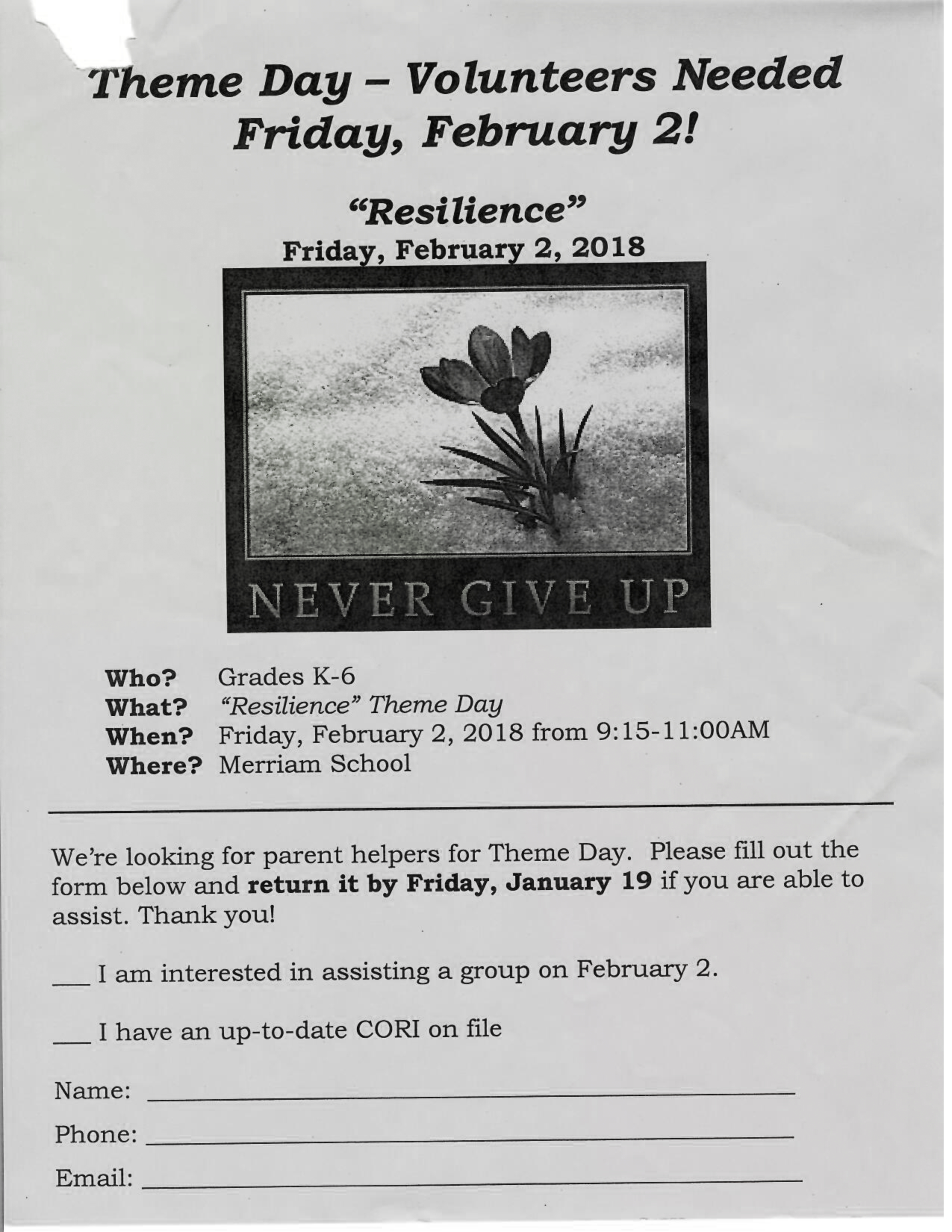 Theme Day - Resilience @ Merriam Elementary School | Acton | Massachusetts | United States