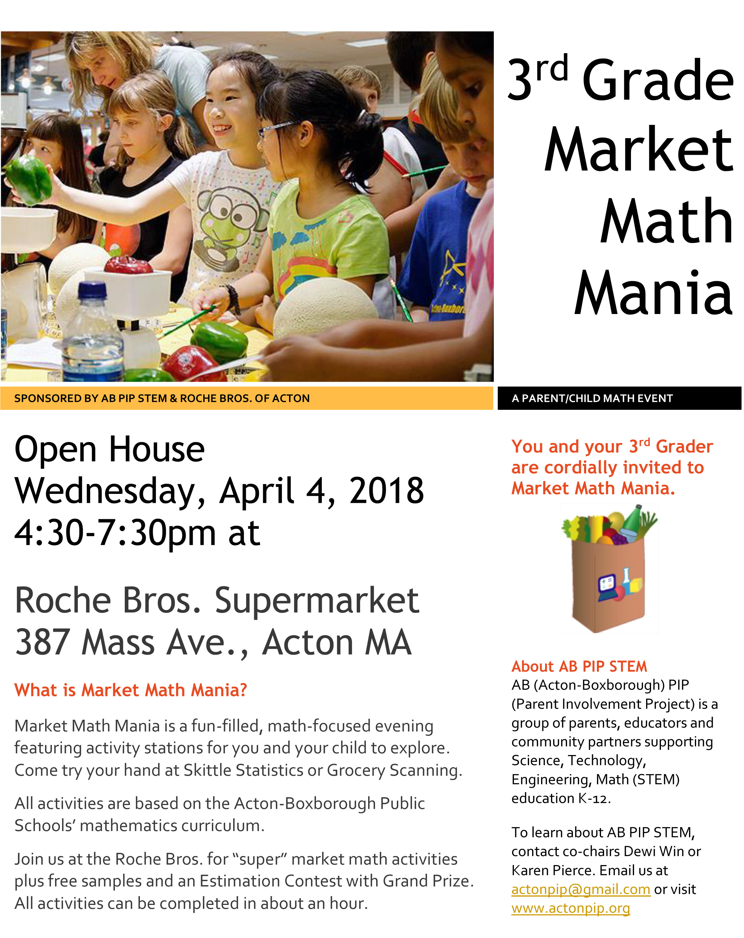 3rd grade market math mania april 4th merriam school pto roche bros flyer