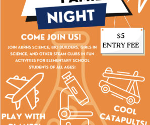 Family Science Night at ABRHS – Nov 18th 6:30-8:30pm
