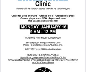 Basketball Clinic – Jan 16 9-12:00pm